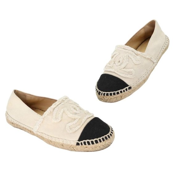 Chanel Espadrille 37 Raw Canvas Woven Flats CC-S0207P-C040